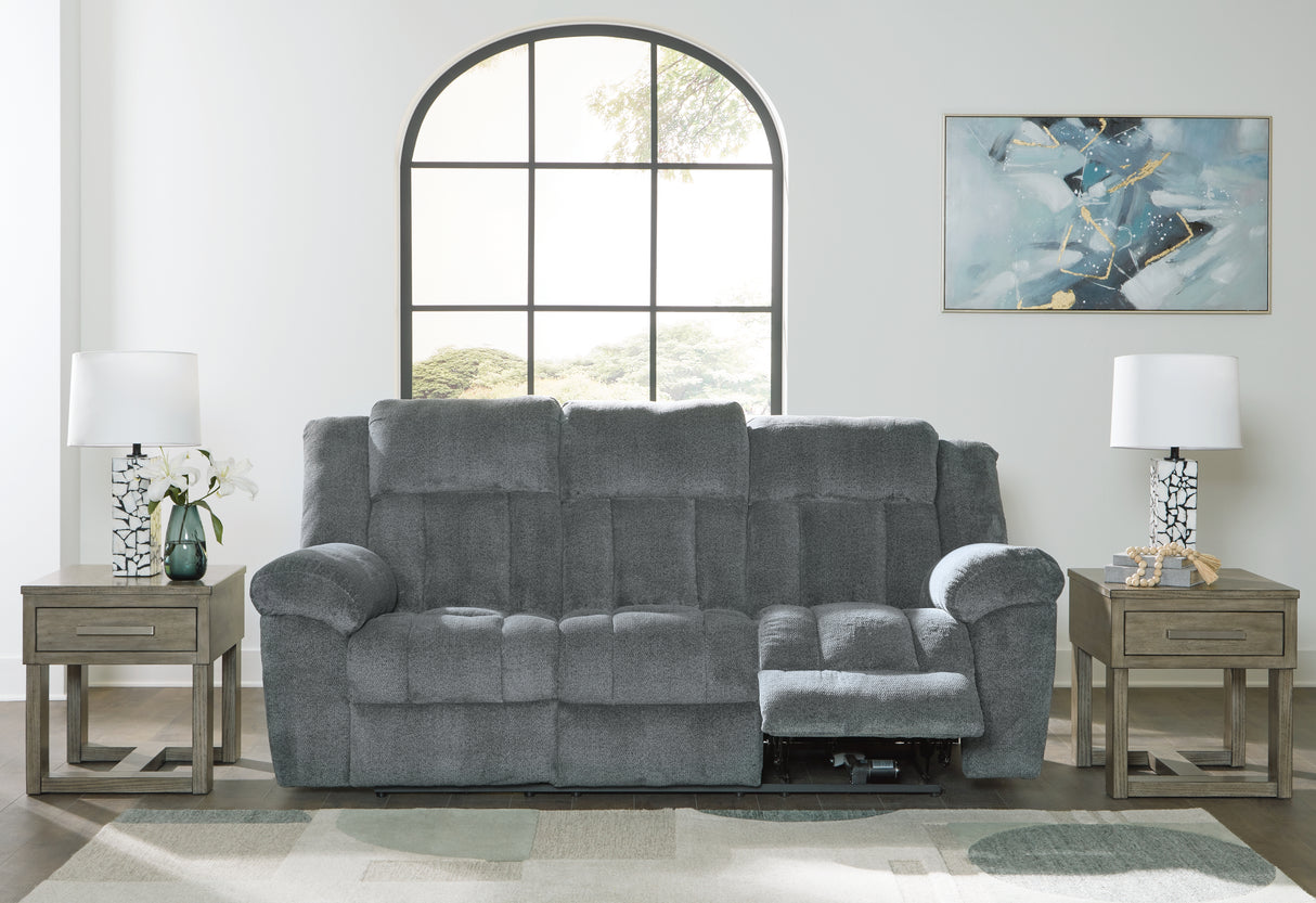 Tip-Off Power Reclining Sofa (Color: Slate)