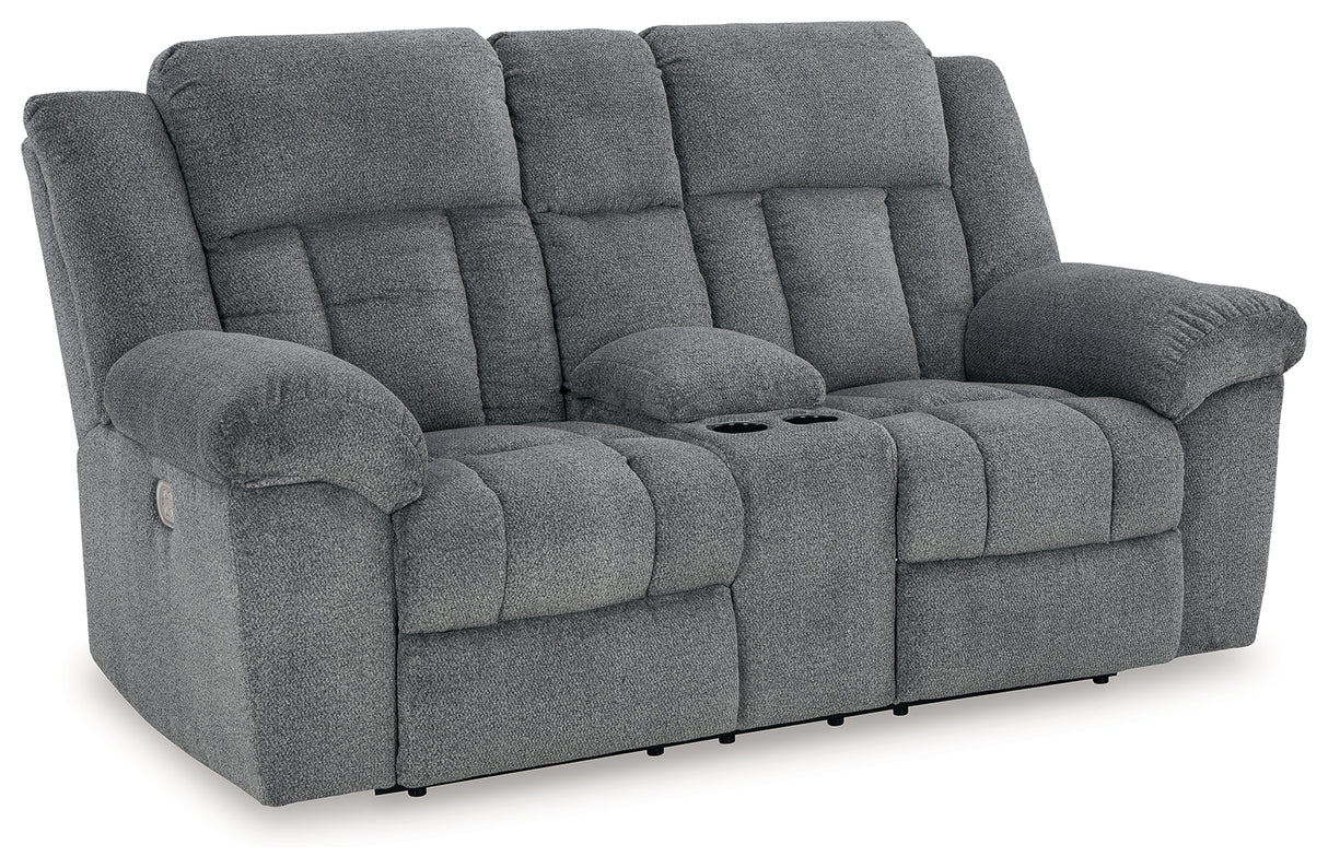 Tip-Off Power Reclining Loveseat (Color: Slate)