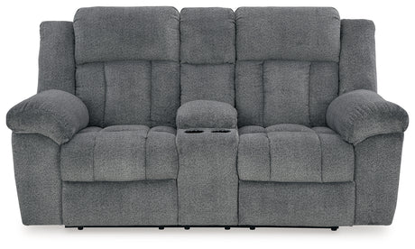 Tip-Off Power Reclining Loveseat (Color: Slate)