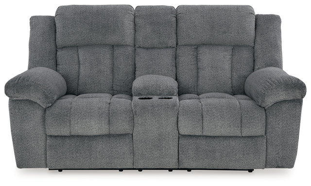 Tip-Off Power Reclining Loveseat (Color: Slate)