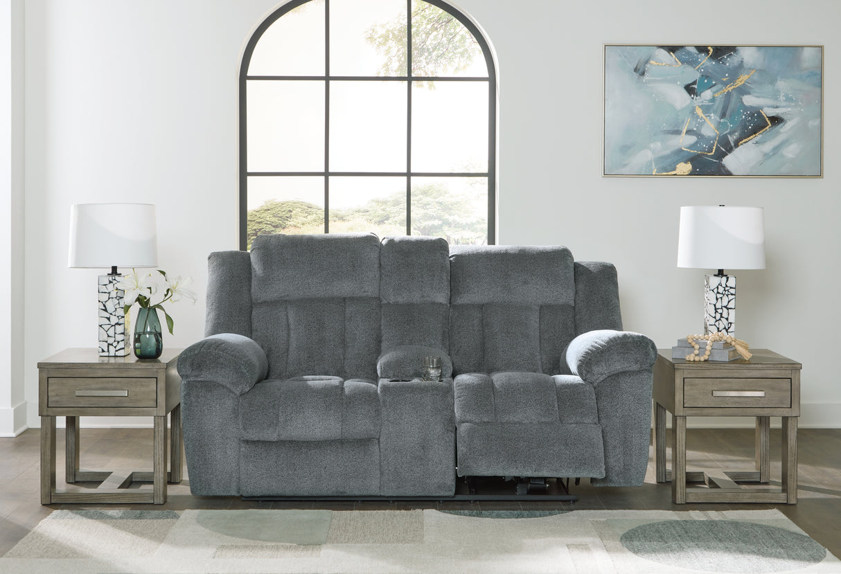 Tip-Off Power Reclining Loveseat (Color: Slate)