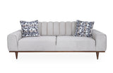 Balboa - Chenille Sofa - Shell Gray/Warm Walnut