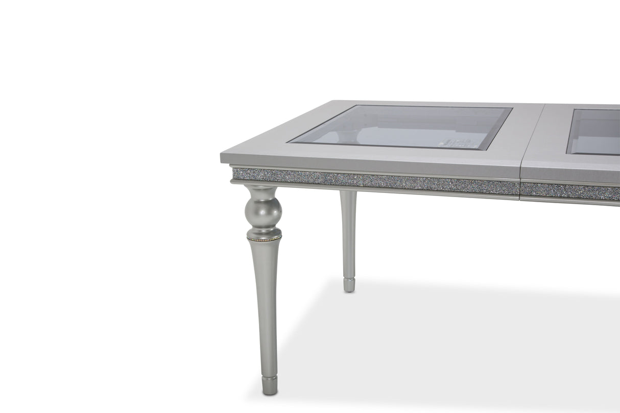 Melrose Plaza - Upholstered Dining Table with Glass Insert - Dove