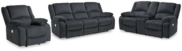 Draycoll 3-Piece Sofa, Loveseat and Recliner (Power Reclining Sofa, Power Reclining Loveseat with Console, Power Recliner)