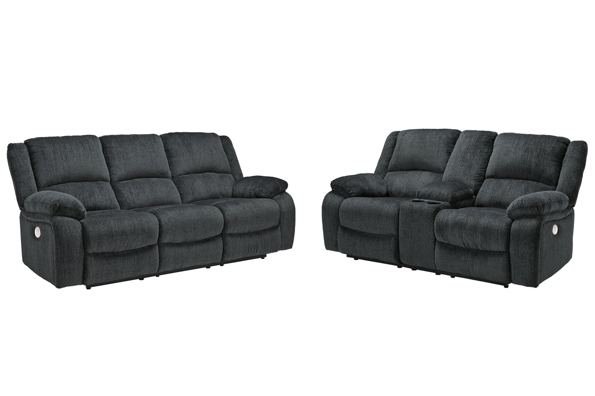 Draycoll 2-Piece Sofa and Loveseat (Power Reclining Sofa, Power Reclining Loveseat with Console)
