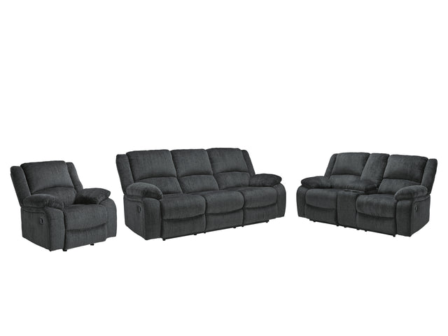 Draycoll 3-Piece Sofa, Loveseat and Recliner (Reclining Sofa, Reclining Loveseat with Console, Recliner)