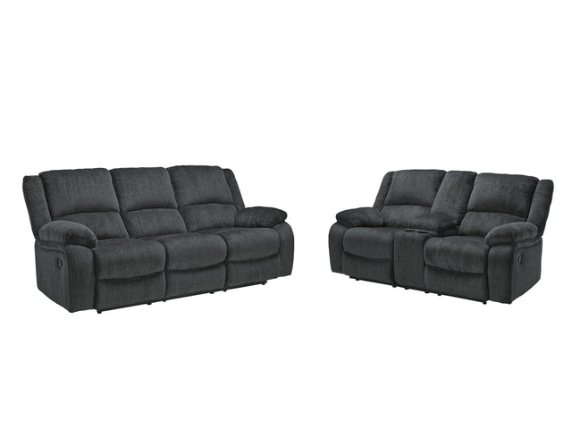 Draycoll 2-Piece Sofa and Loveseat (Reclining Sofa, Reclining Loveseat with Console)