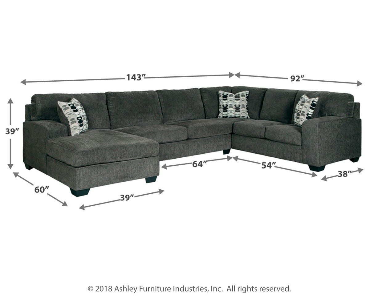 Ballinasloe 4-Piece Sectional with Ottoman (Oversized Ottoman, Left-Arm Facing Corner Chaise, Armless Loveseat, Right-Arm Facing Sofa)
