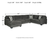 Ballinasloe 3-Piece Sectional with Chaise (Color: Smoke, Sectional Orientation: Left Arm Facing)