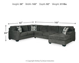 Ballinasloe 3-Piece Sectional with Chaise (Color: Smoke, Sectional Orientation: Right Arm Facing)