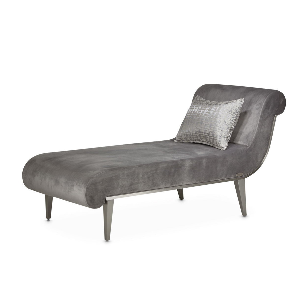 Roxbury Park - Velvet Chaise - Gray Pearl/Stainless Steel