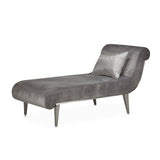 Roxbury Park - Velvet Chaise - Gray Pearl/Stainless Steel