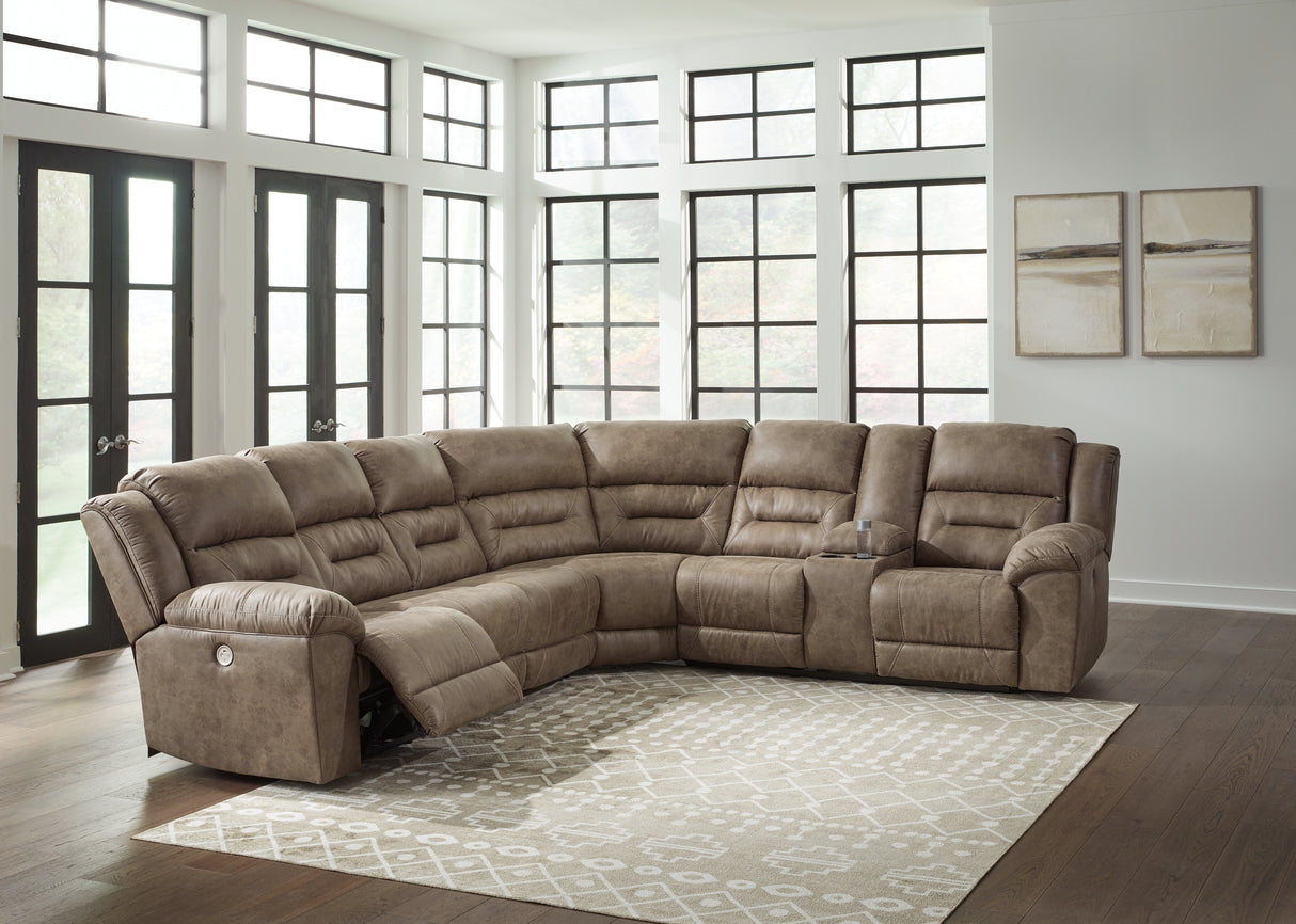 Ravenel 3-Piece Power Reclining Sectional (Configuration: 4-Piece (Ravenel Armless Chair, Ravenel Left-Arm Facing Power Reclining Loveseat, Ravenel Wedge, Ravenel Right-Arm Facing Power Reclining Loveseat with Console))