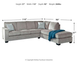Altari 2-Piece Sleeper Sectional with Chaise (Color: Alloy)