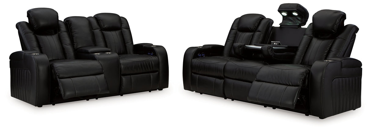 Caveman Den 2-Piece Sofa and Loveseat (Power Reclining Sofa, Power Reclining Loveseat with Console)