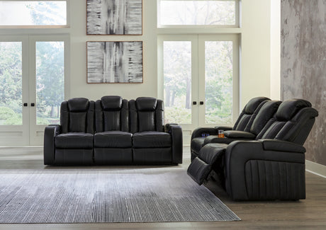 Caveman Den 2-Piece Sofa and Loveseat (Power Reclining Sofa, Power Reclining Loveseat with Console)