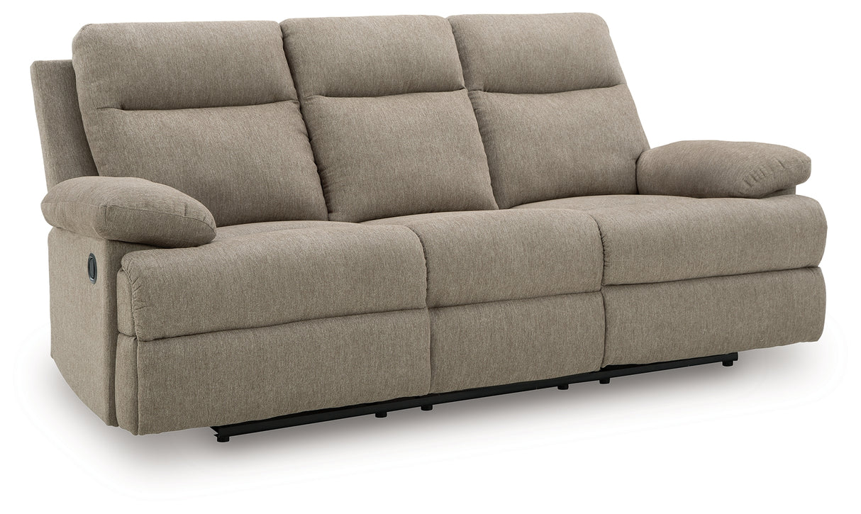 Side-Swipe Reclining Sofa with Drop Down Table (Color: Mocha)