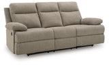 Side-Swipe Reclining Sofa with Drop Down Table (Color: Mocha)