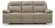Side-Swipe Reclining Sofa with Drop Down Table (Color: Mocha)