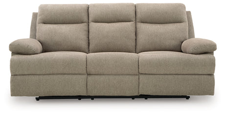 Side-Swipe Reclining Sofa with Drop Down Table (Color: Mocha)