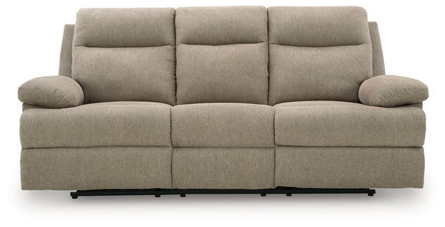 Side-Swipe Reclining Sofa with Drop Down Table (Color: Mocha)