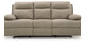 Side-Swipe Reclining Sofa with Drop Down Table (Color: Mocha)