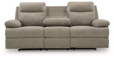 Side-Swipe Reclining Sofa with Drop Down Table (Color: Mocha)