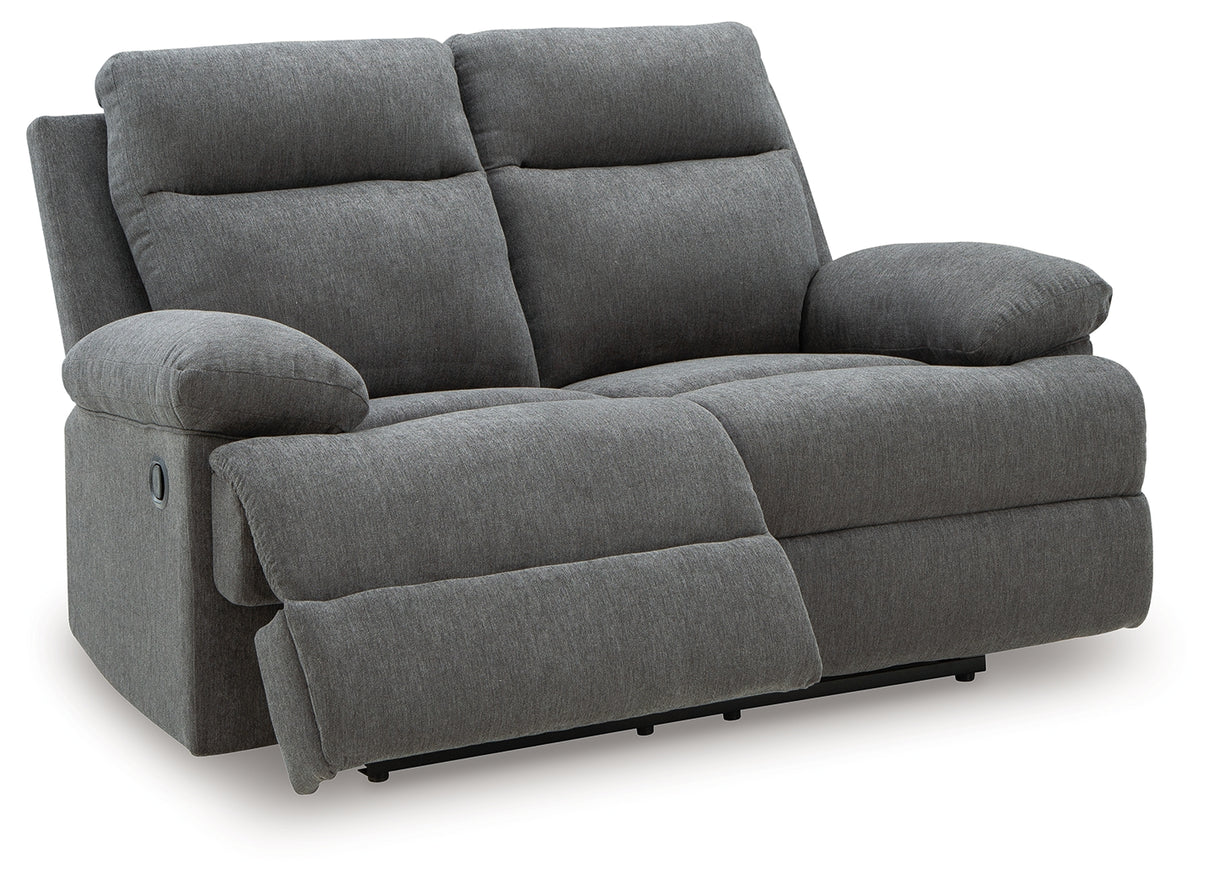 Side-Swipe Reclining Loveseat (Color: Charcoal)