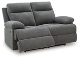 Side-Swipe Reclining Loveseat (Color: Charcoal)