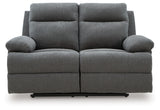 Side-Swipe Reclining Loveseat (Color: Charcoal)