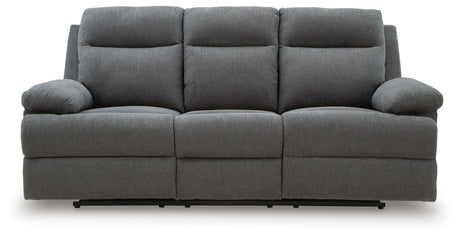 Side-Swipe Reclining Sofa with Drop Down Table (Color: Charcoal)