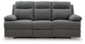 Side-Swipe Reclining Sofa with Drop Down Table (Color: Charcoal)