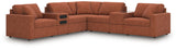 Modmax 7-Piece Balanced Sectional with Audio and Storage Consoles (Color: Spice)