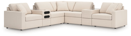 Modmax 7-Piece Balanced Sectional with Audio and Storage Consoles (Color: Oyster)