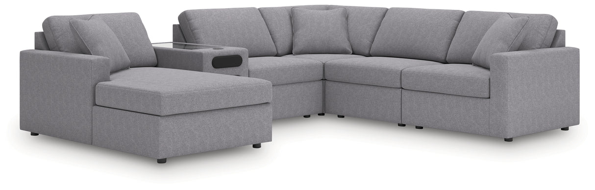 Modmax 6-Piece Sectional with Audio System and Chaise (Color: Granite, Sectional Orientation: Left Arm Facing)