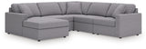 Modmax 5-Piece Sectional with Chaise (Color: Granite, Sectional Orientation: Left Arm Facing)