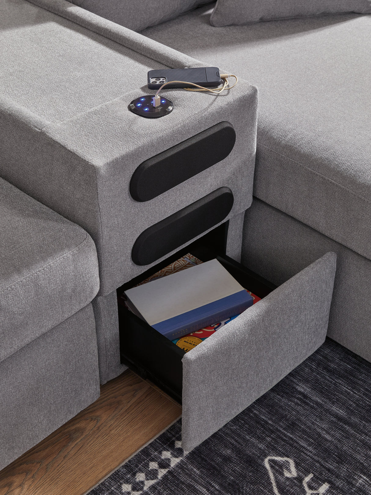 Modmax 6-Piece Sectional with Chaise (Color: Granite, Sectional Orientation: Right Arm Facing)