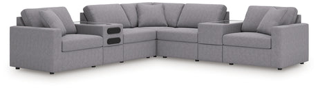 Modmax 7-Piece Balanced Sectional with Audio and Storage Consoles (Color: Granite)