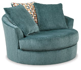 Laylabrook Oversized Swivel Accent Chair (Color: Teal)