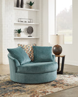 Laylabrook Oversized Swivel Accent Chair (Color: Teal)