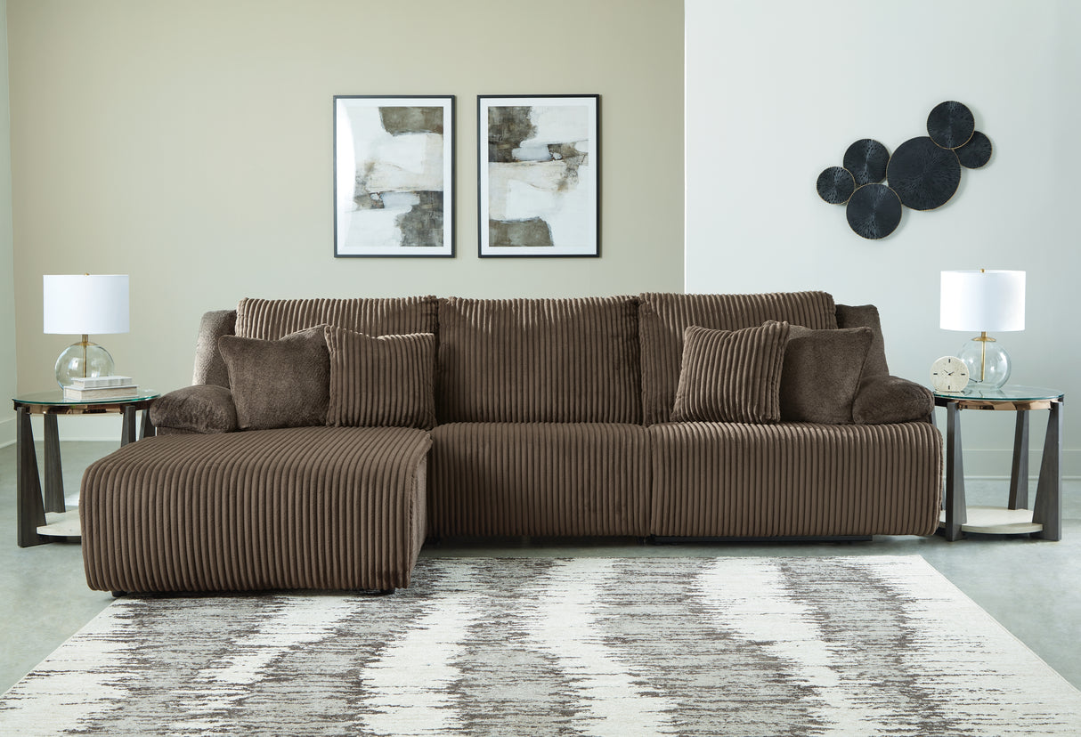 Top Tier 3-Piece Sectional Sofa Chaise (Color: Chocolate)