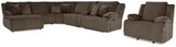 Top Tier 7-Piece Sectional with Recliner (Left-Arm Facing Press Back Chaise, Armless Recliner, Right-Arm Facing Recliner, Armless Chair, Console with Storage, Wedge, Recliner)