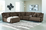 Top Tier 6-Piece Reclining Sectional with Chaise (Color: Chocolate)