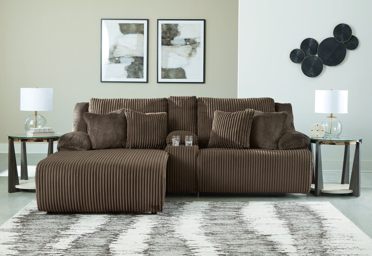 Top Tier 4-Piece Sofa and Recliner (Left-Arm Facing Press Back Chaise, Right-Arm Facing Recliner, Console with Storage, Recliner)