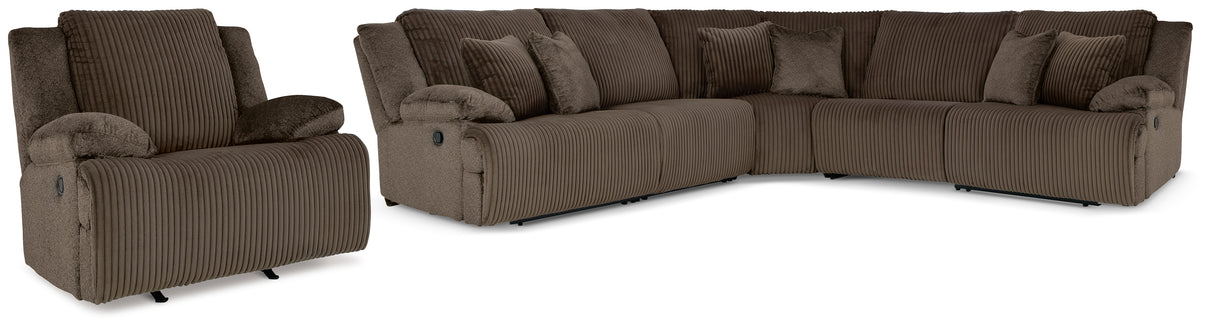 Top Tier 6-Piece Sectional with Recliner (Armless Recliner, Left-Arm Facing Recliner, Right-Arm Facing Recliner, Armless Chair, Wedge, Recliner)