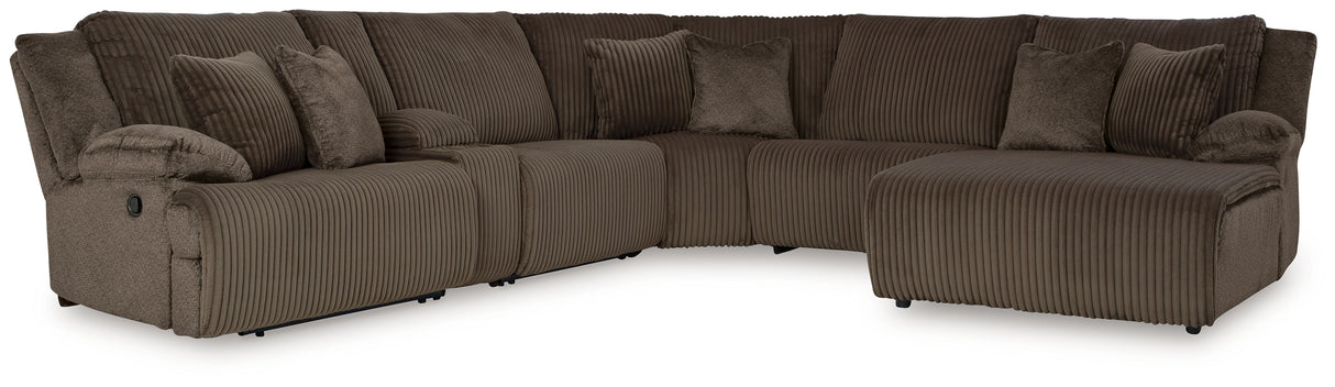 Top Tier 6-Piece Reclining Sectional with Chaise (Color: Chocolate)