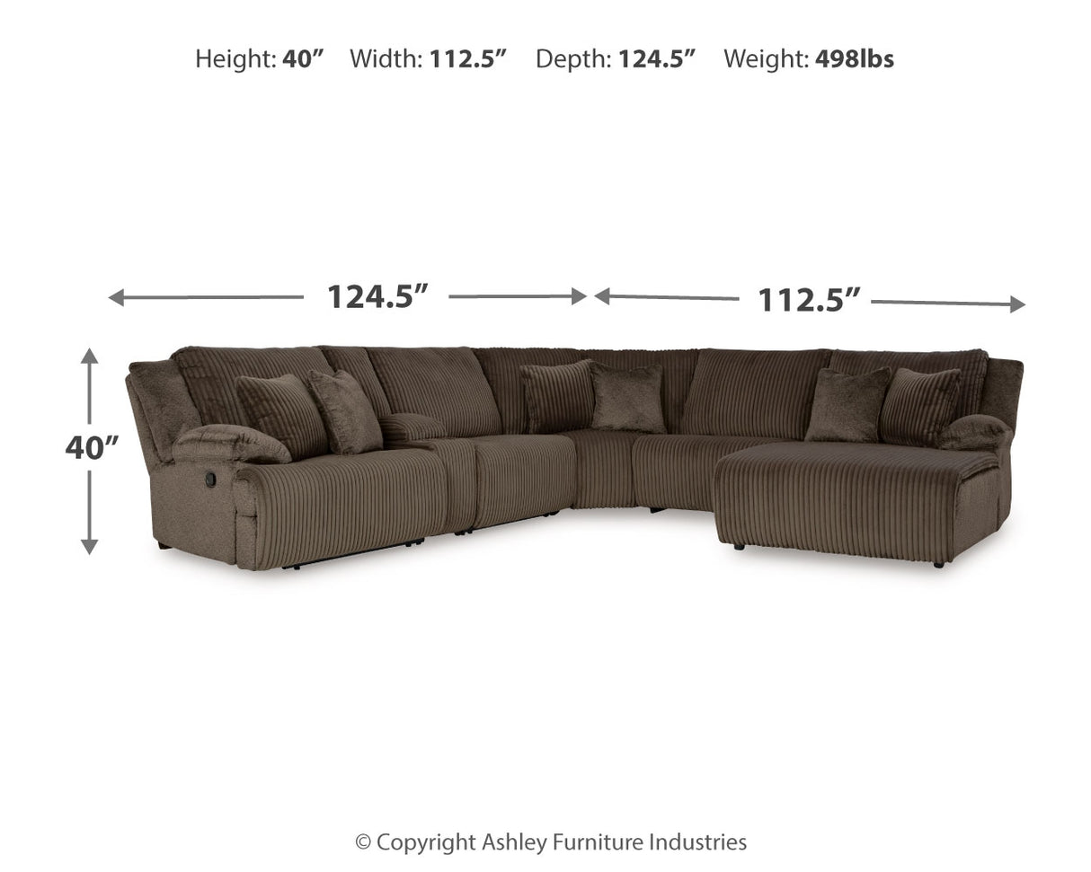 Top Tier 7-Piece Sectional with Recliner (Right-Arm Facing Press Back Chaise, Armless Recliner, Left-Arm Facing Recliner, Armless Chair, Console with Storage, Wedge, Recliner)
