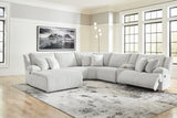 Top Tier 6-Piece Reclining Sectional with Chaise (Color: Alloy)