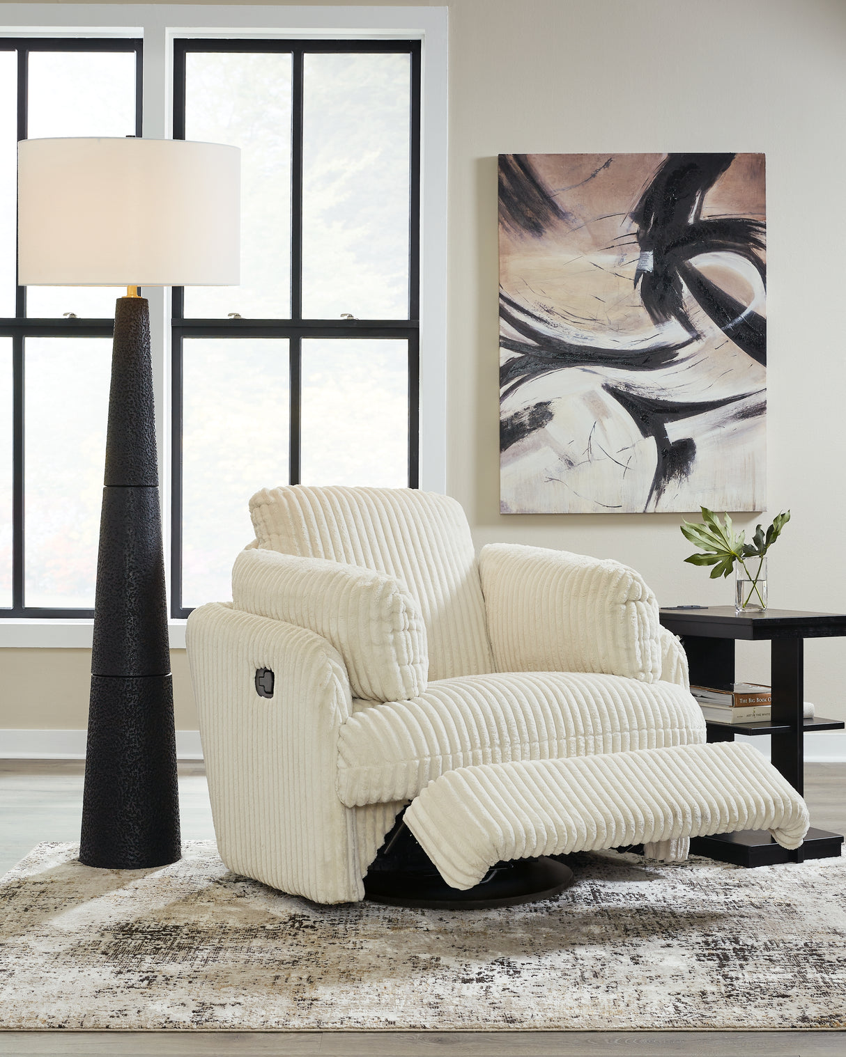 Tie-Breaker Swivel Glider Recliner (Color: Ivory)