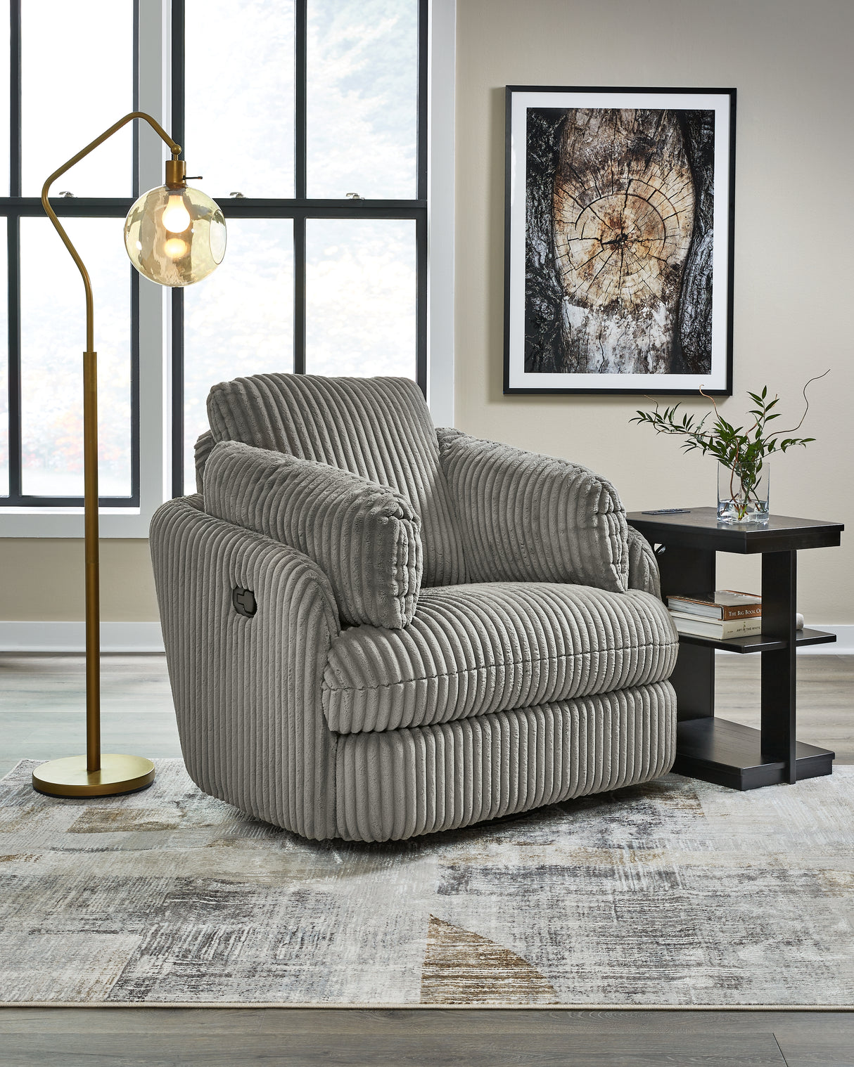 Tie-Breaker Swivel Glider Recliner (Color: Fog)